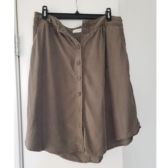 Promod  Olive green button -up skirt with pockets - Picture 1 of 4